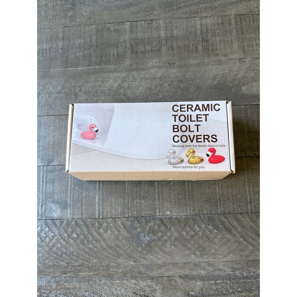 NWT Ceramic Toilet Bolt Covers - Flamingo